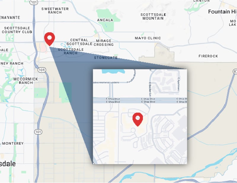 Map Showing The Location Of Our Criminal Defense Law Office In Scottsdale